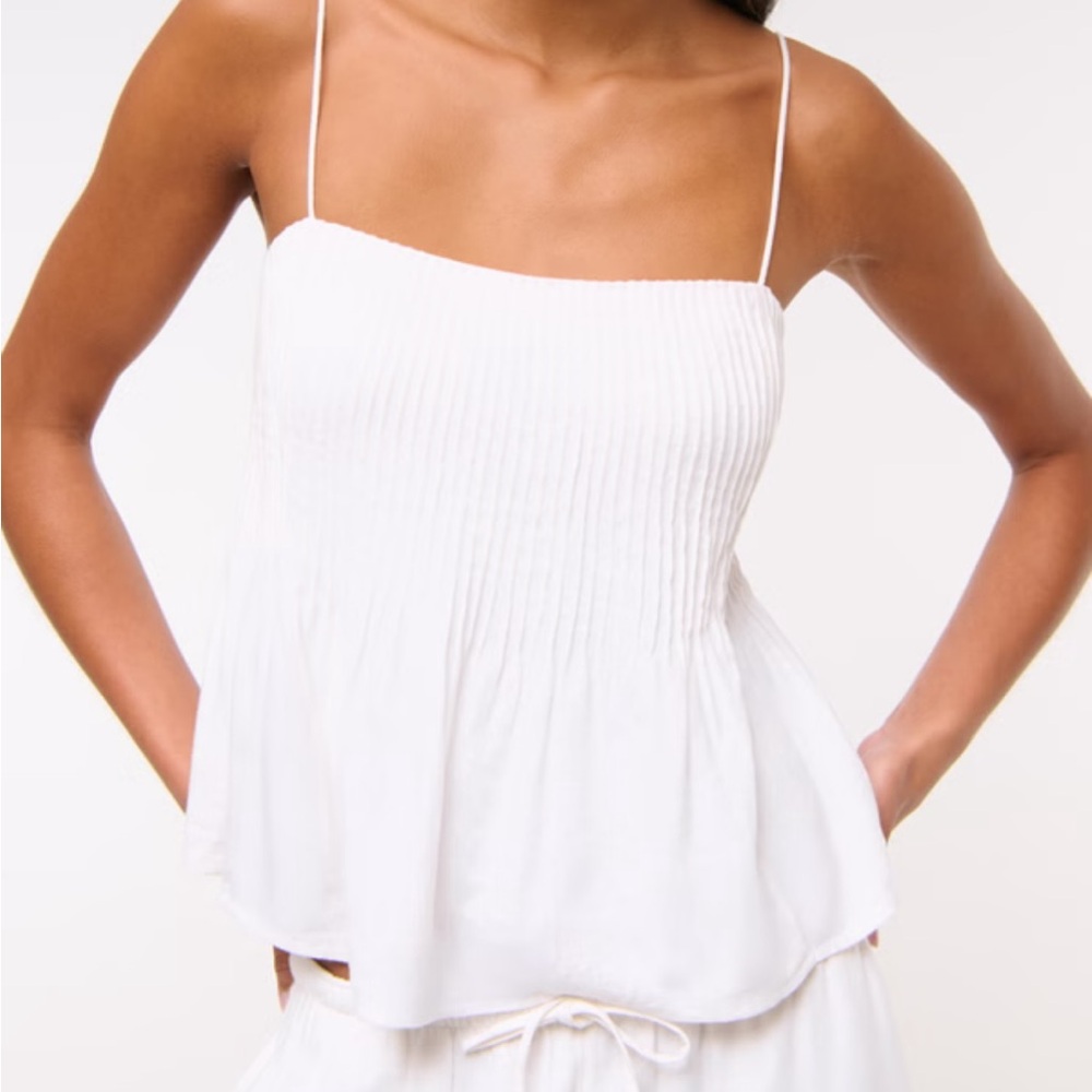 Abercrombie & Fitch White Pleated Camisole